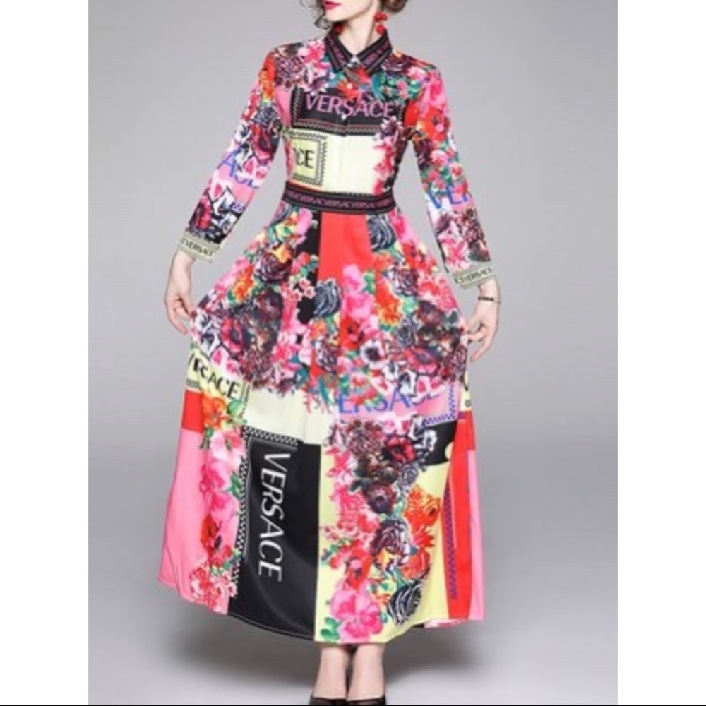 Versace Set- pleated skirt & button up blouse